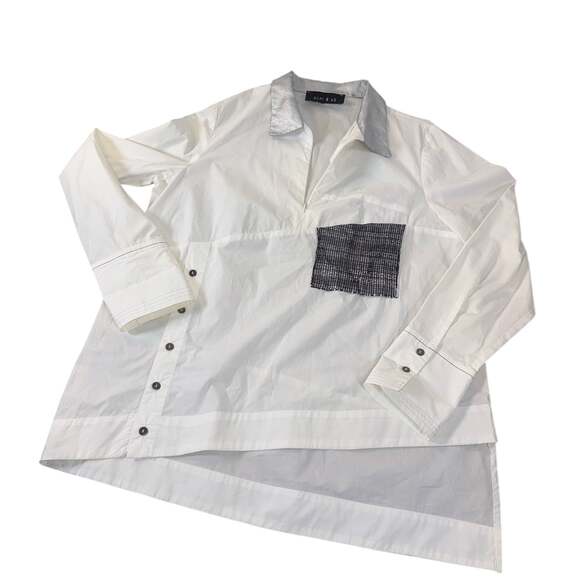 OZAI N KU Tops - Ozai N Ku Avant-Garde White Asymmetrical Shirt – Size Medium